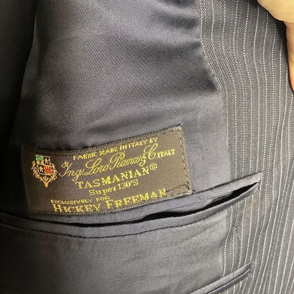 Hickey Freeman Loro Piana Tasmanian Super 130's Wool Blazer Jacket Coat 44R Gray - Picture 7 of 14